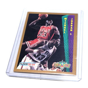 Michael Jordan Fleer 92-93 Slam Dunk #273 - Chicago Bulls MVP MJ Over Ewing